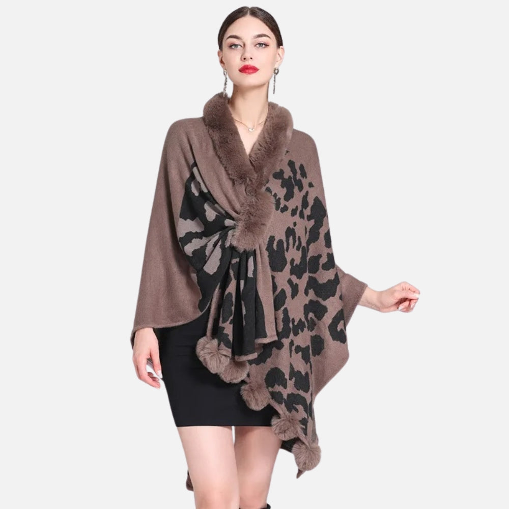 Poncho Femme Tacheté - Beige