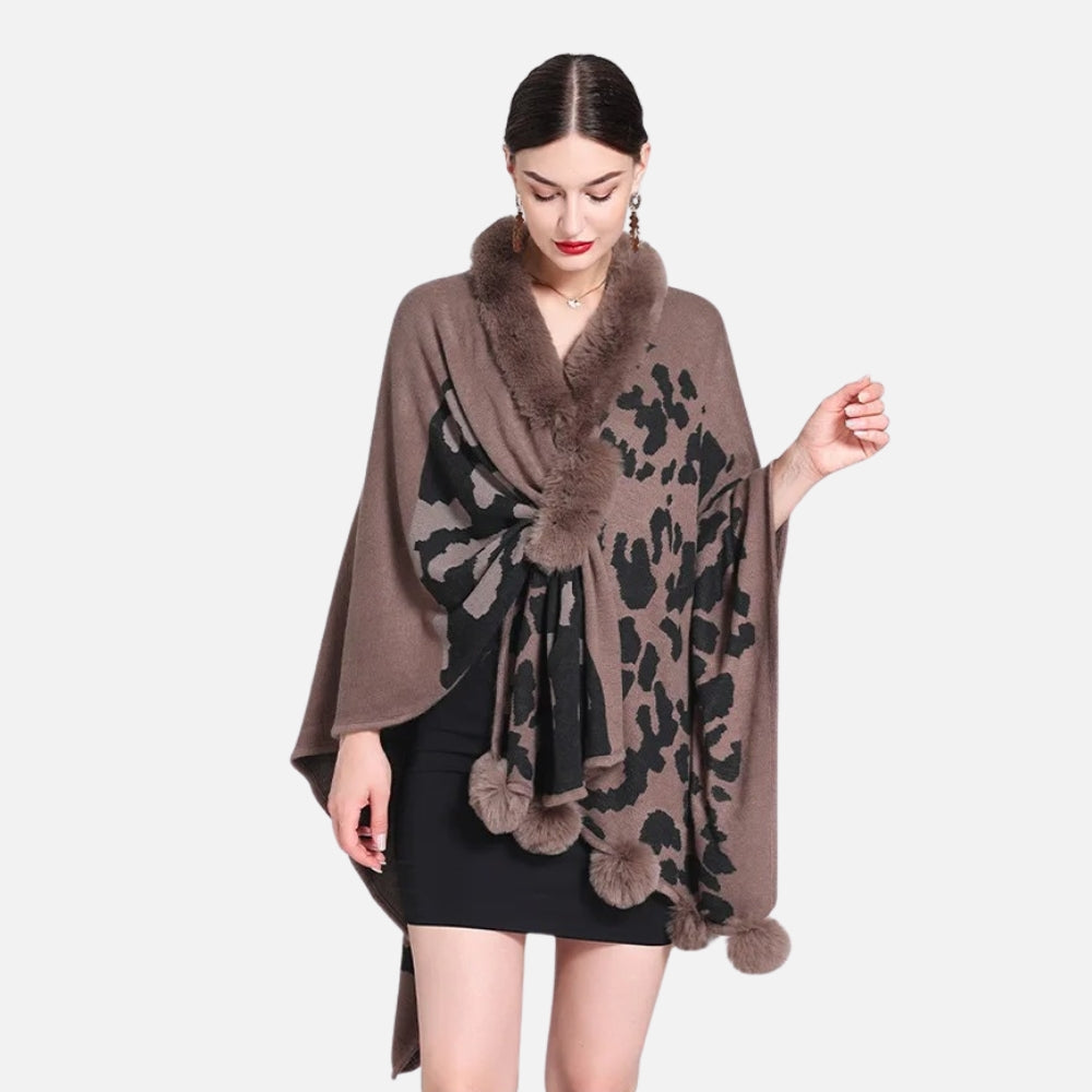 Poncho Femme Tacheté - Gris