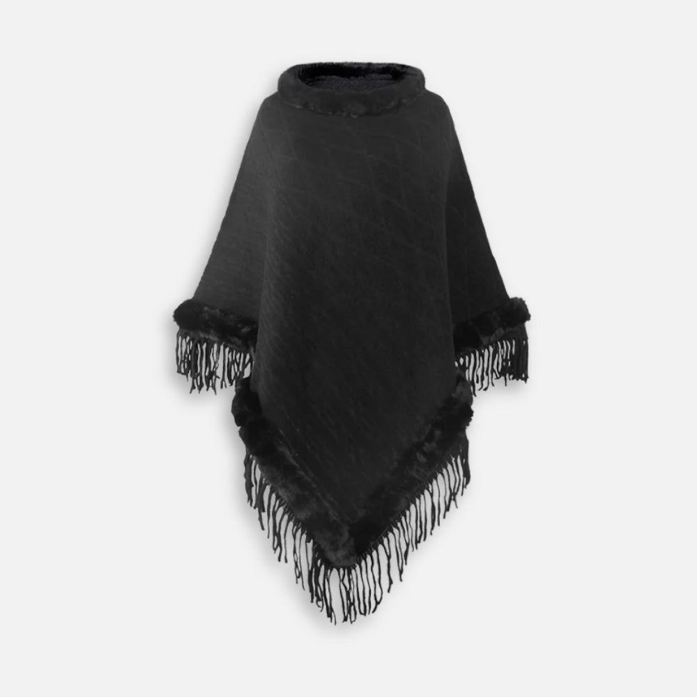 Poncho Fourrure Avec Franges - vue 8