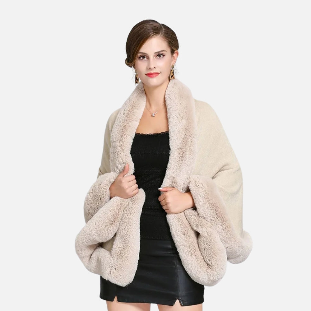 Poncho Fourrure Beige - dos