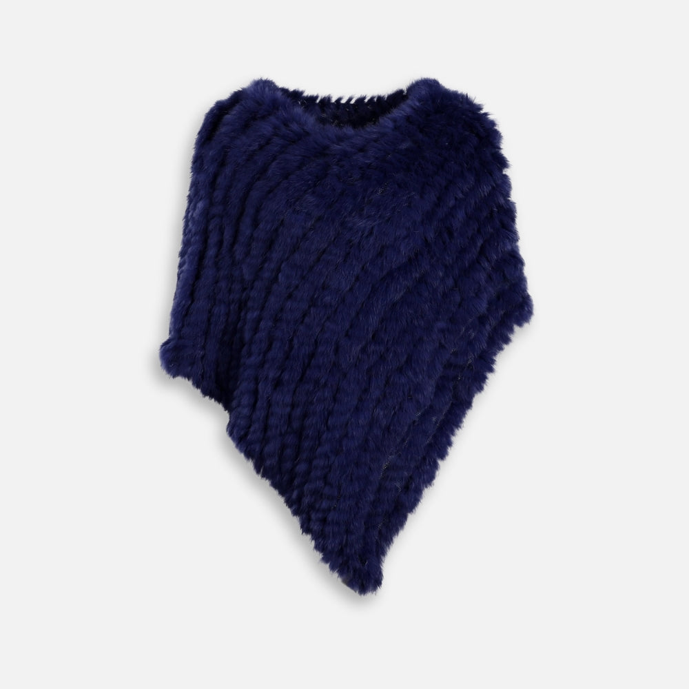 Poncho Fourrure Lapin Bleu