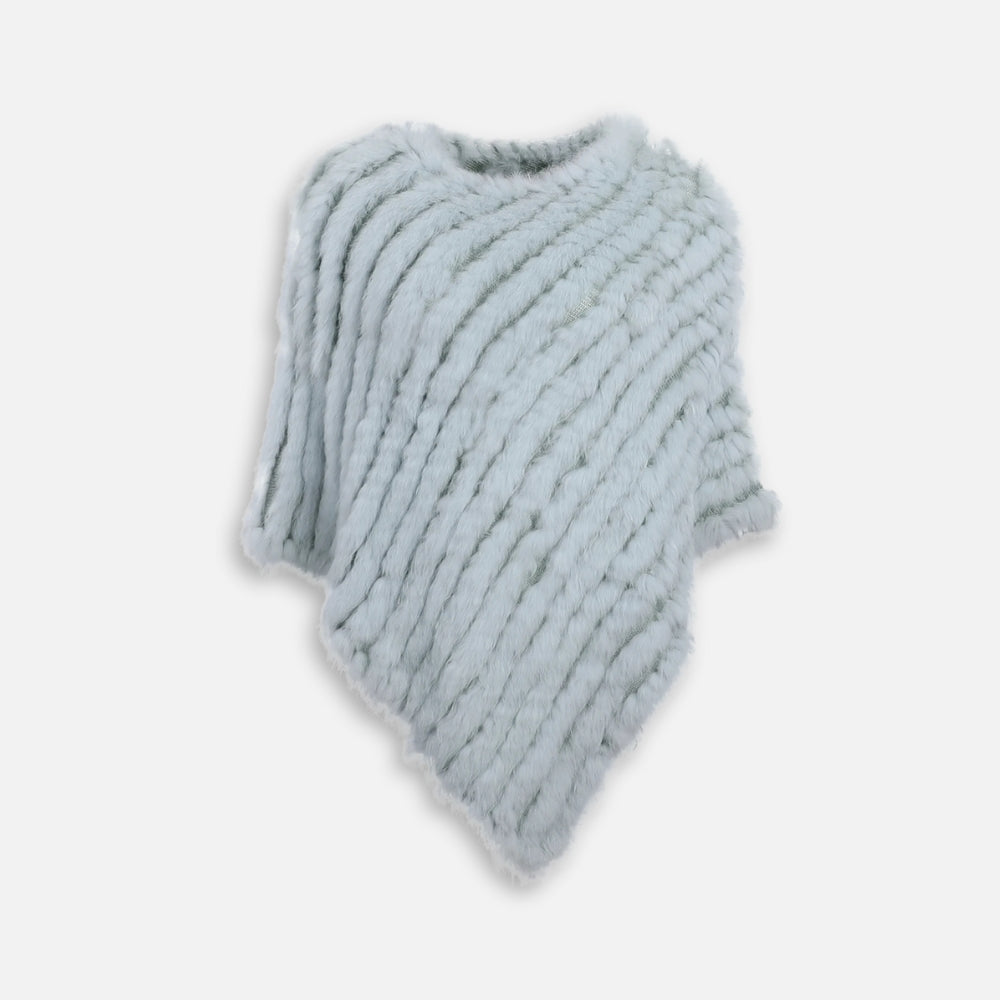 Poncho Fourrure Lapin Bleu - Bleu Clair