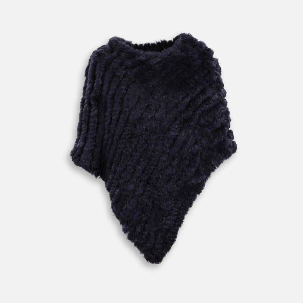 Poncho Fourrure Lapin Bleu - Bleu Marine
