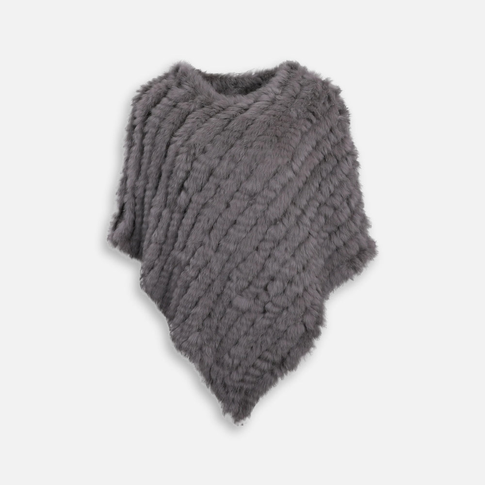Poncho Fourrure Lapin Gris - Gris Foncé