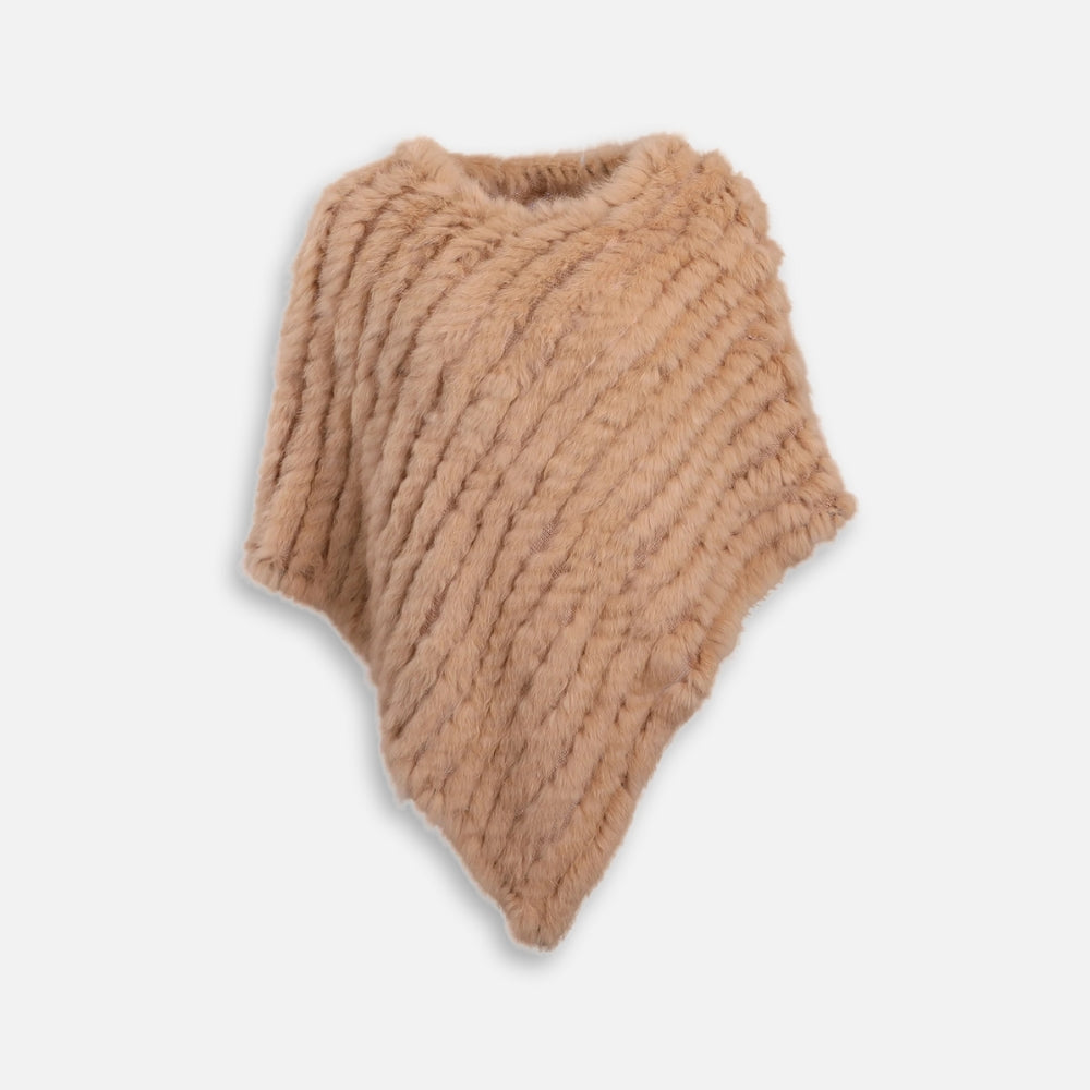 Poncho Fourrure Lapin Marron - Camel