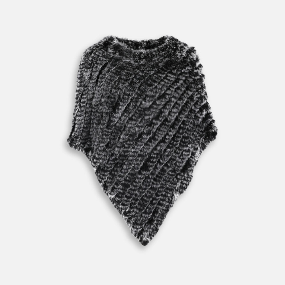 Poncho Fourrure Lapin Noir - zoom