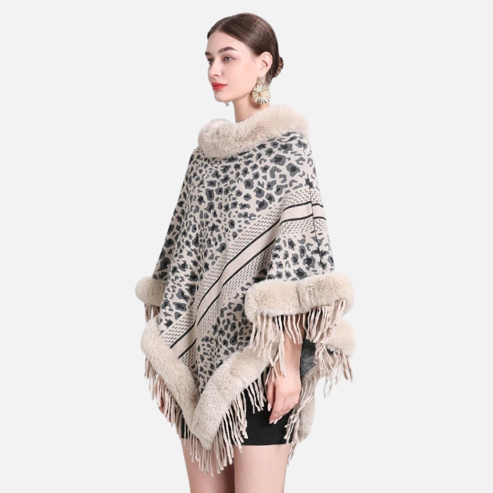 Poncho Fourrure Léopard - étiquette