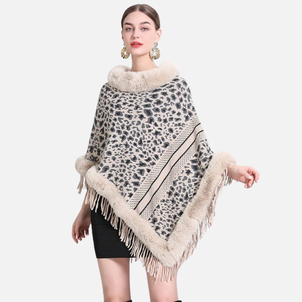 Poncho Fourrure Léopard - zoom