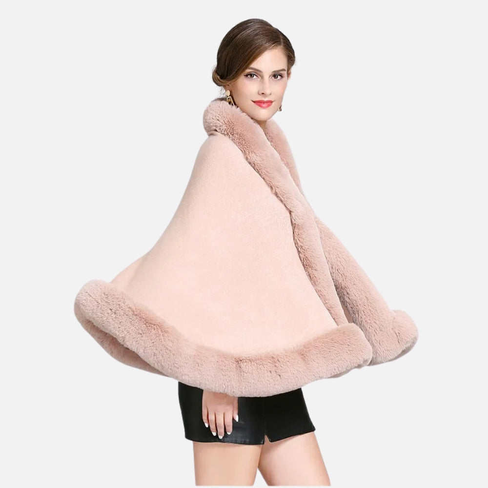 Poncho Fourrure Rose - détail