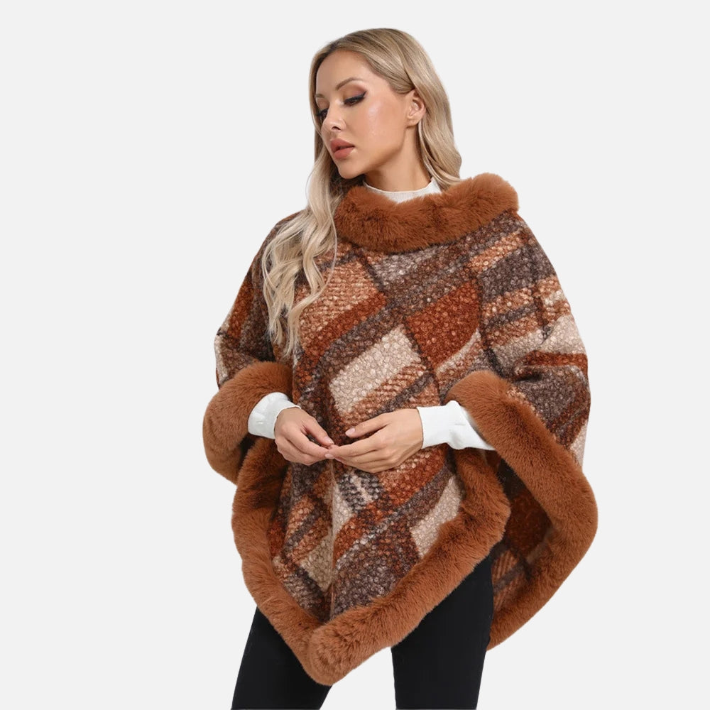 Poncho Fourrure à Carreaux - dos
