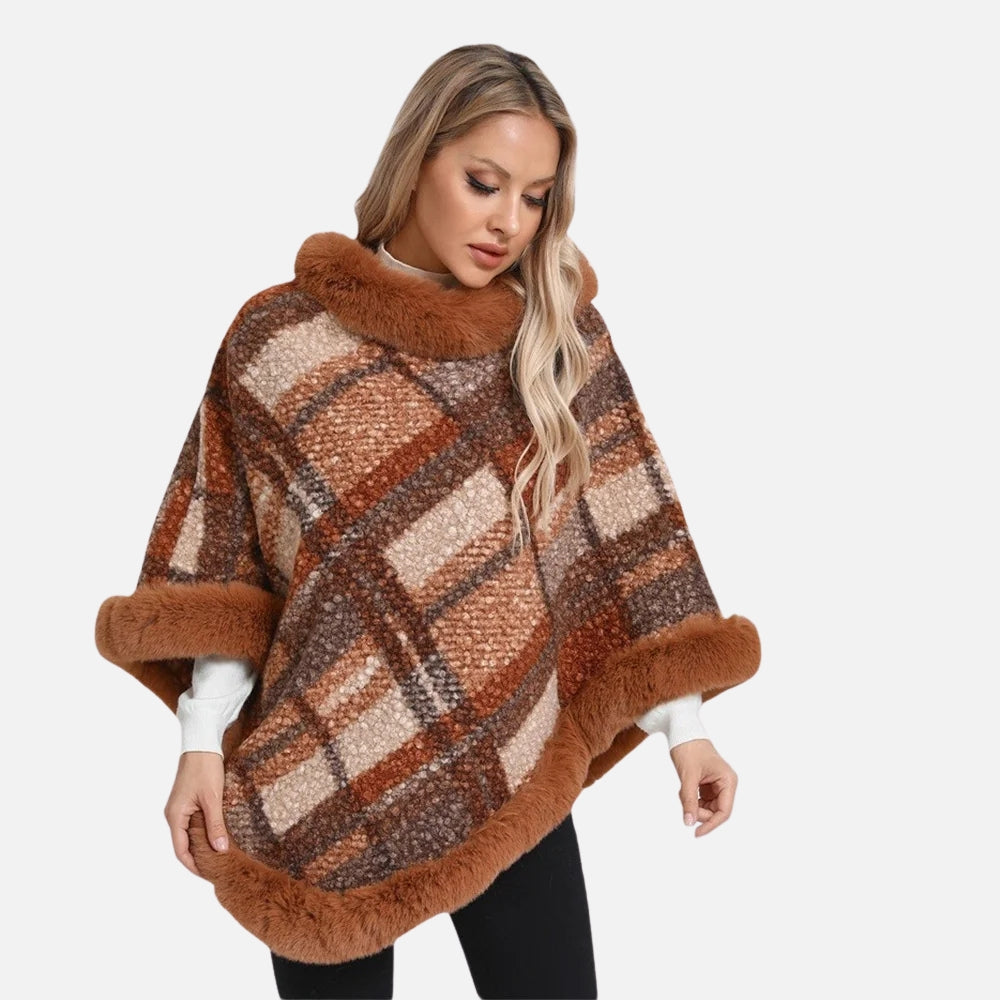 Poncho Fourrure à Carreaux - détail