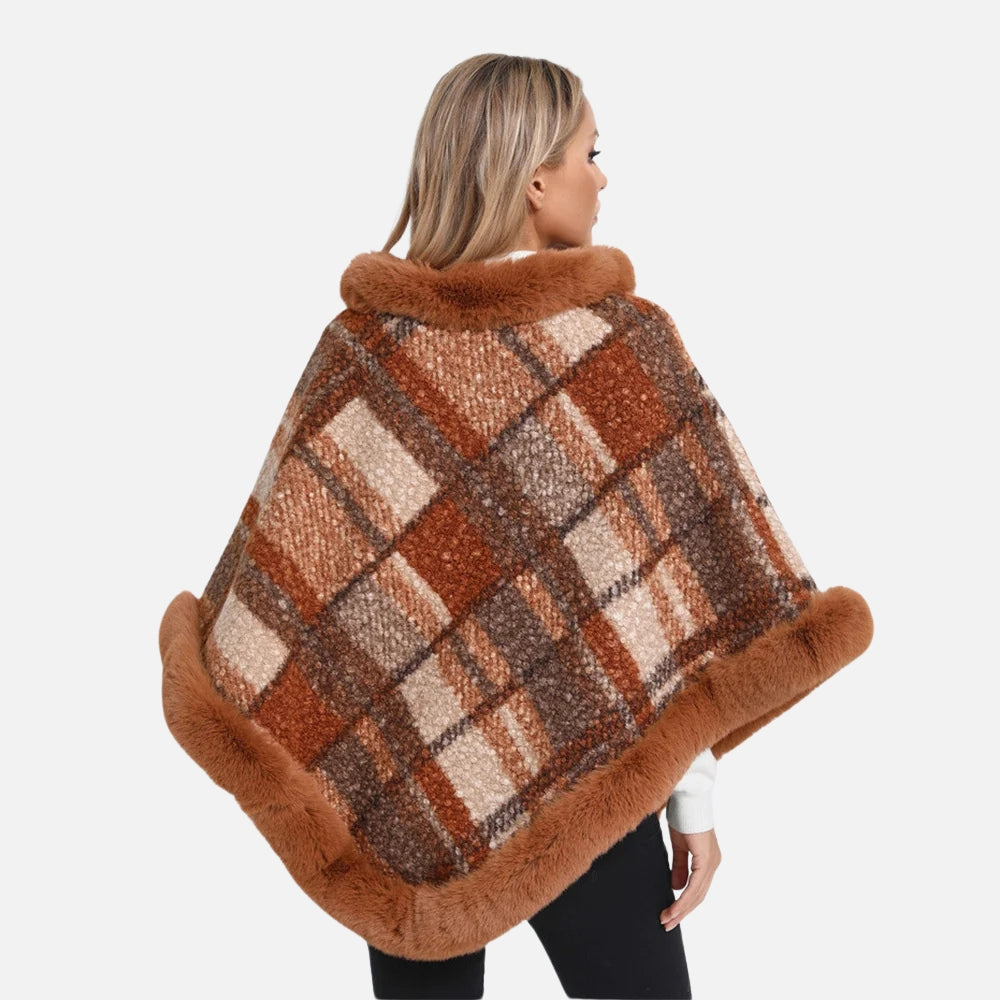 Poncho Fourrure à Carreaux - zoom