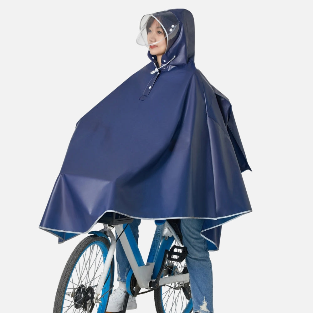 Poncho Imperméable Vélo Bandes Réfléchissantes - Bleu Marine