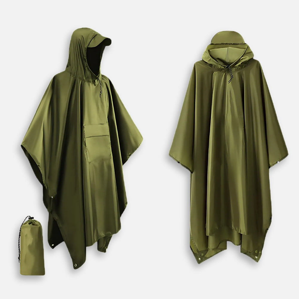 Poncho Kaki Imperméable Randonnée - dos