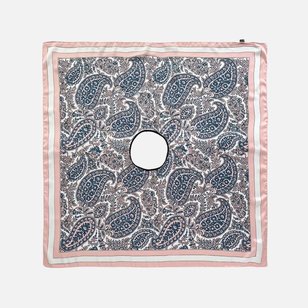 Poncho Léger Femme Motifs Floraux Bleu et Rose - zoom