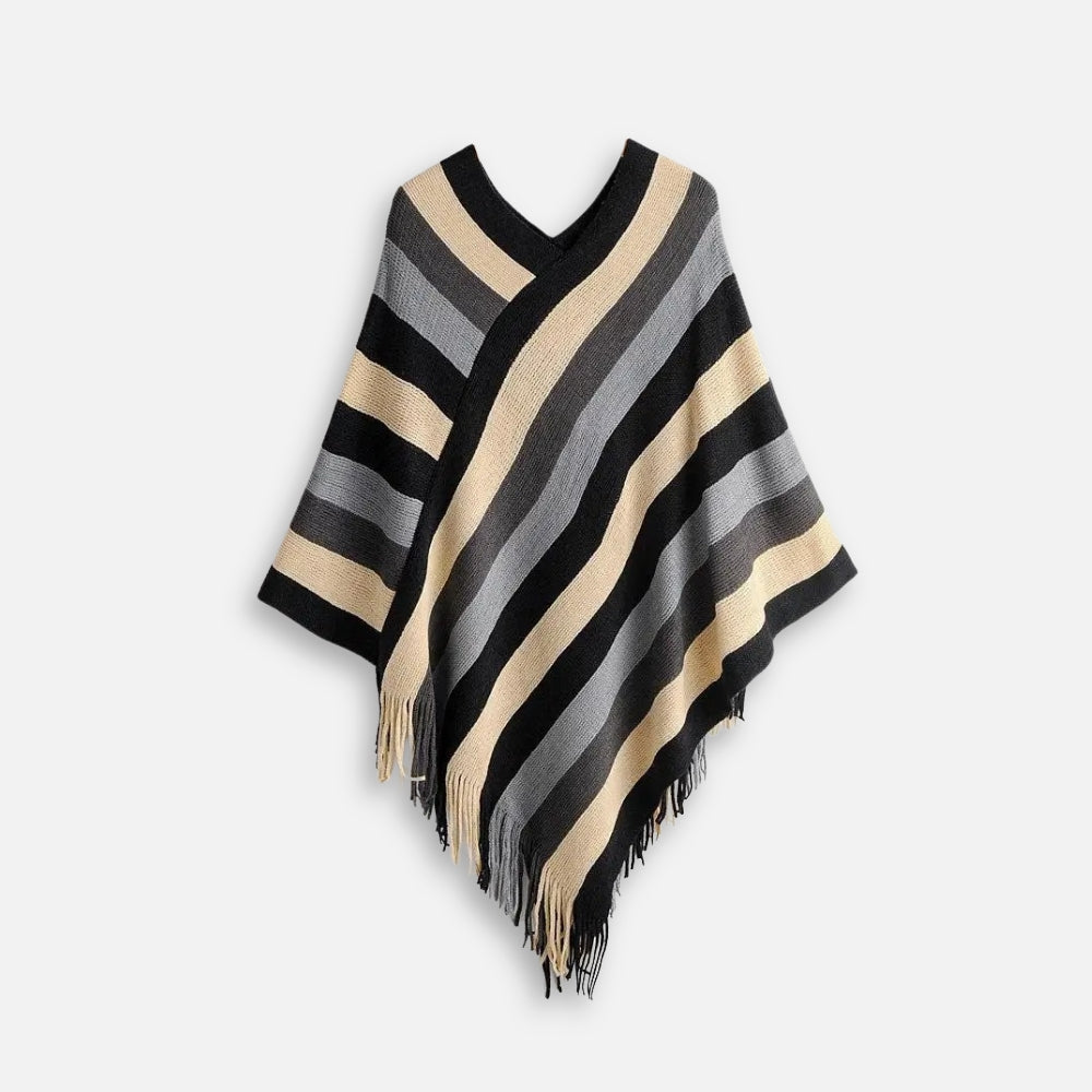 Poncho Mexicain à Rayures - porté