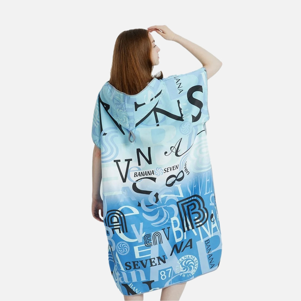 Poncho De Bain Bleu - porté