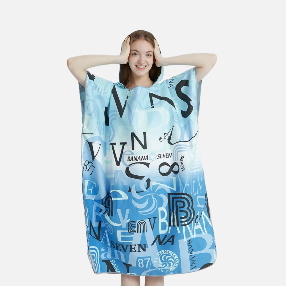 Poncho De Bain Bleu - zoom