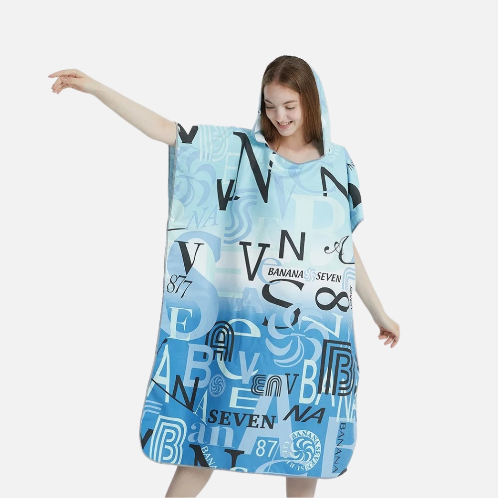 Poncho De Bain Bleu - détail