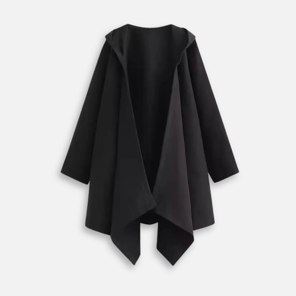 Poncho Noir À Capuche - détail