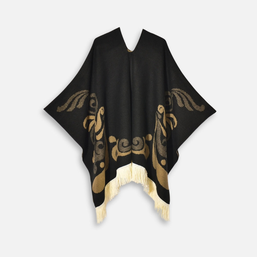 Poncho Péruvien Motifs Ailes - Or
