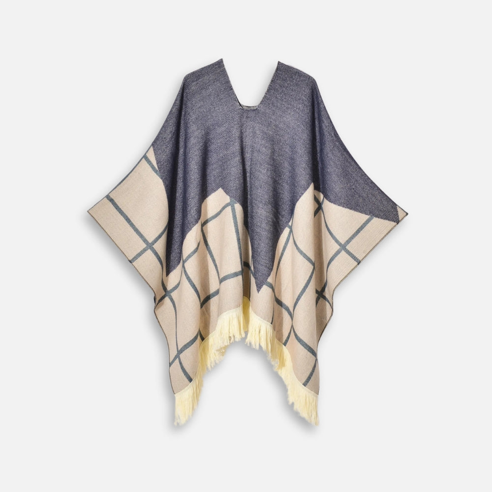 Poncho Péruvien Motifs à Carreaux