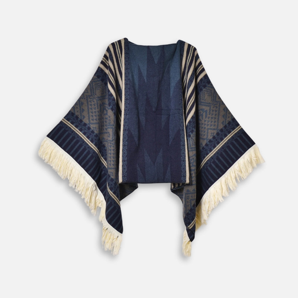 Poncho Péruvien Traditionnel - Bleu Marine
