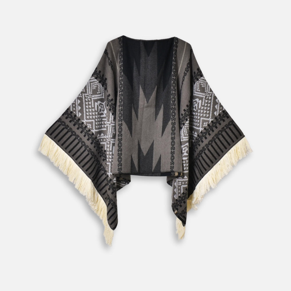 Poncho Péruvien Traditionnel - Noir