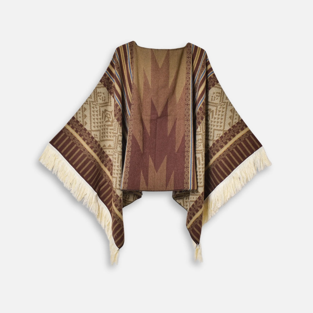 Poncho Péruvien Traditionnel - Marron