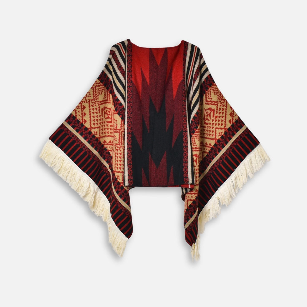 Poncho Péruvien Traditionnel - Rouge