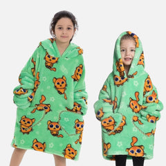 Oranger Katzen-Poncho mit Karomuster