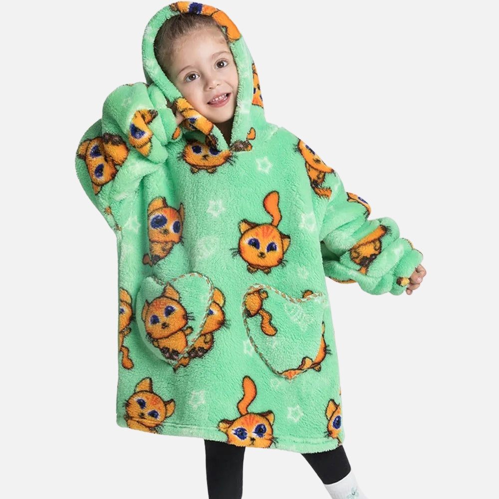 Poncho Plaid Chat Roux - détail