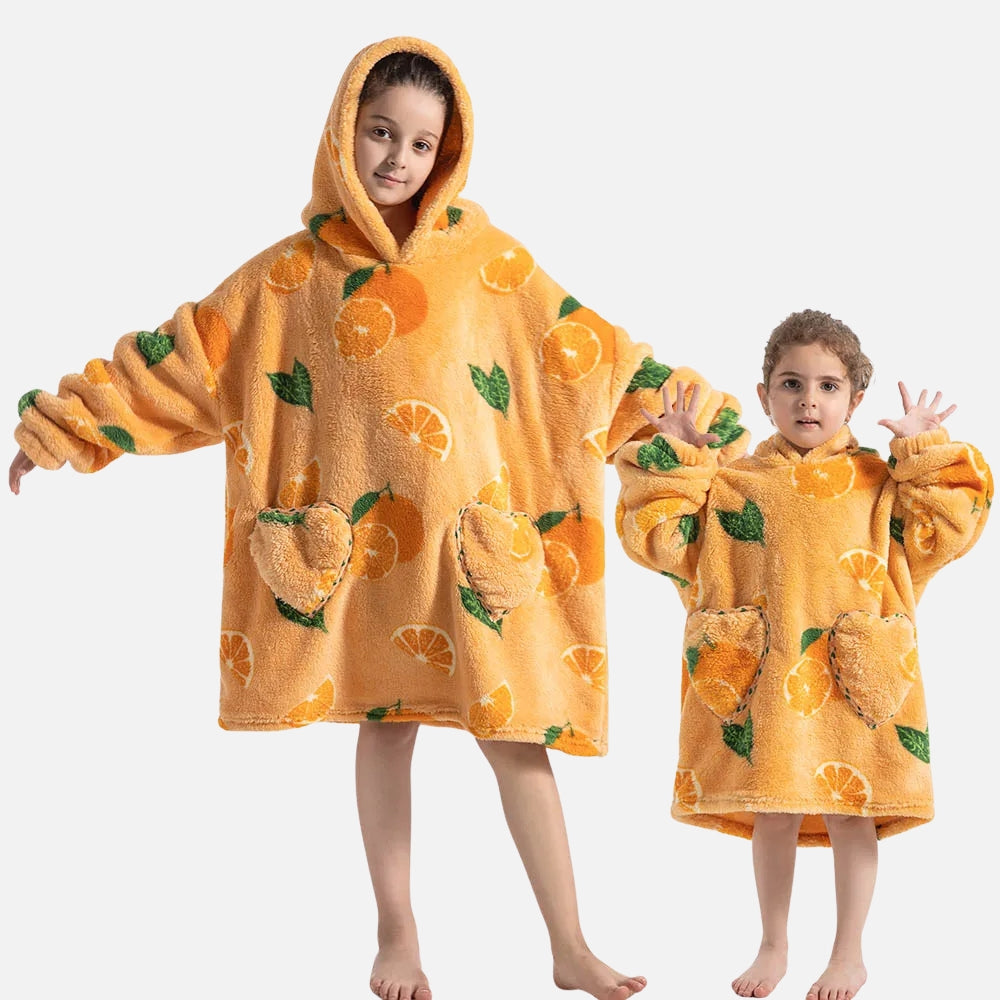 Poncho Plaid Orange