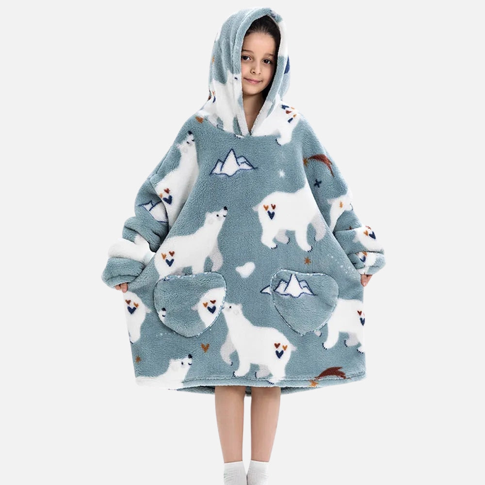 Poncho Plaid Ours Polaire - dos
