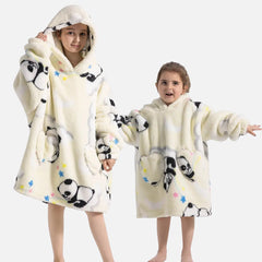 Panda-Poncho mit Karomuster