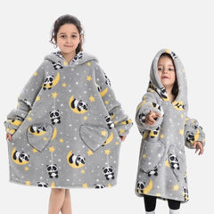 Mond & Panda-Poncho mit Karomuster