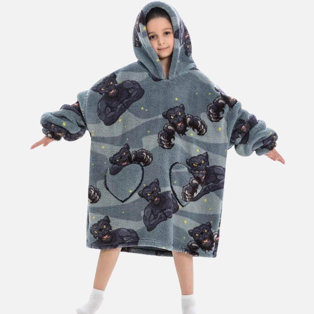 Poncho Plaid Panthère Noir - dos