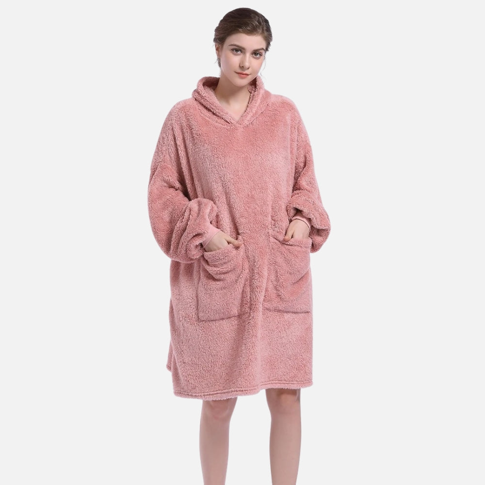 Poncho Plaid Polaire Femme - porté