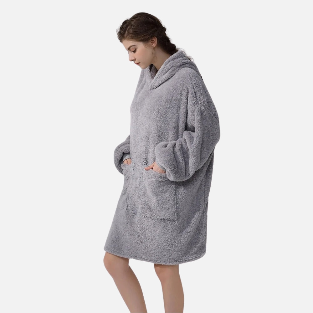 Poncho Plaid Polaire Femme - Rouge