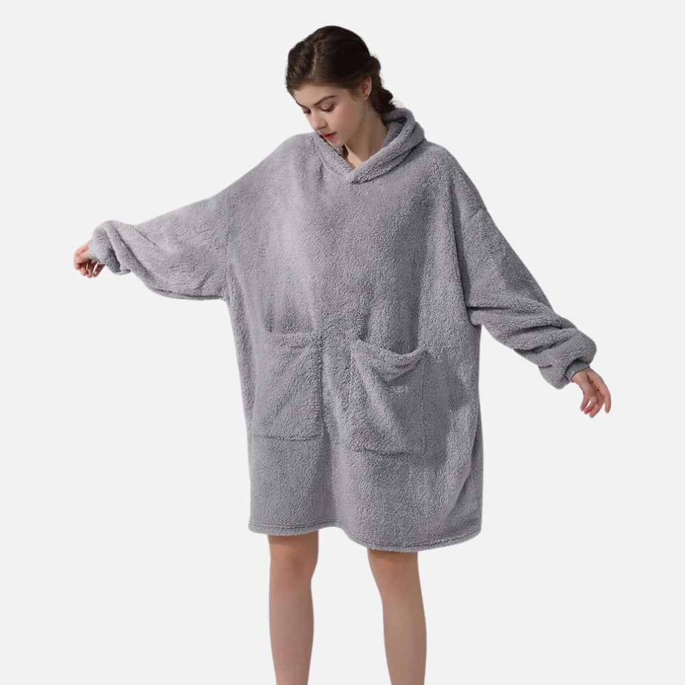 Poncho Plaid Polaire Femme - Rose