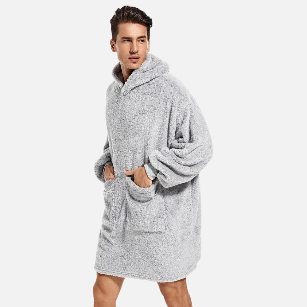 Poncho Plaid Polaire Homme - porté