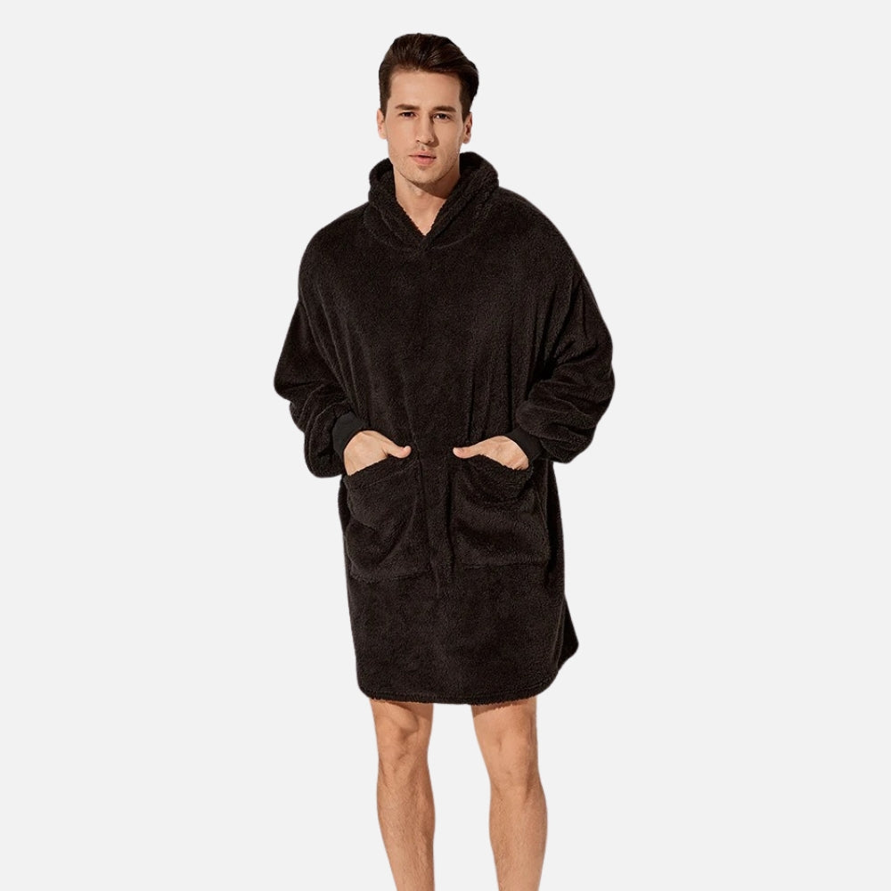 Poncho Plaid Polaire Homme - Gris