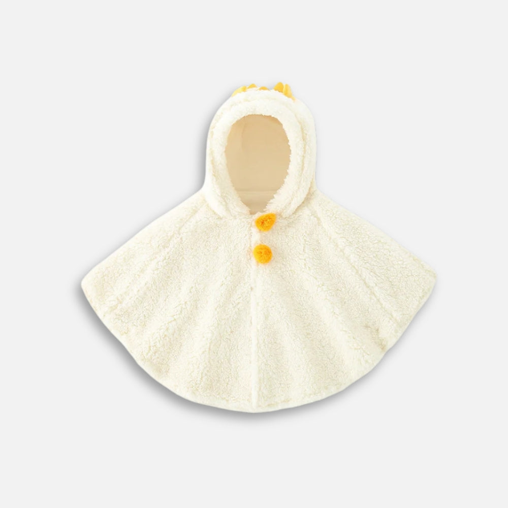Poncho Polaire Bébé Couronne - Blanc