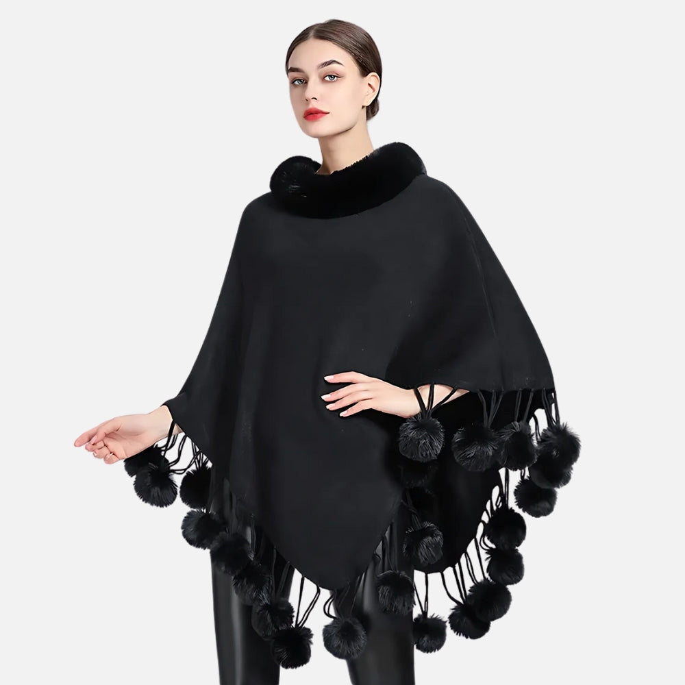 Poncho Women's Pompom