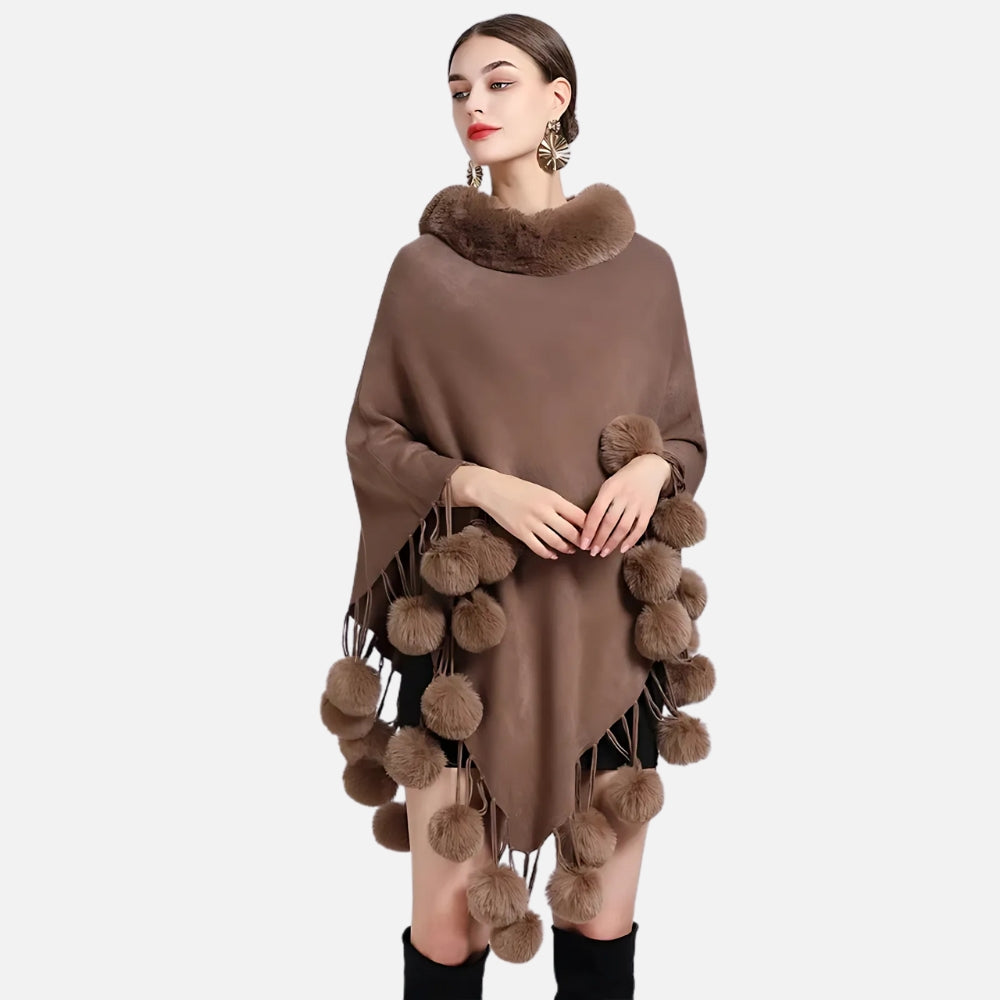 Poncho Femme Pompon - étiquette