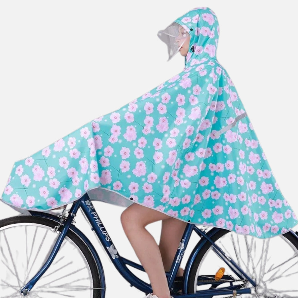 Poncho Vélo Fleurs Rose - dos