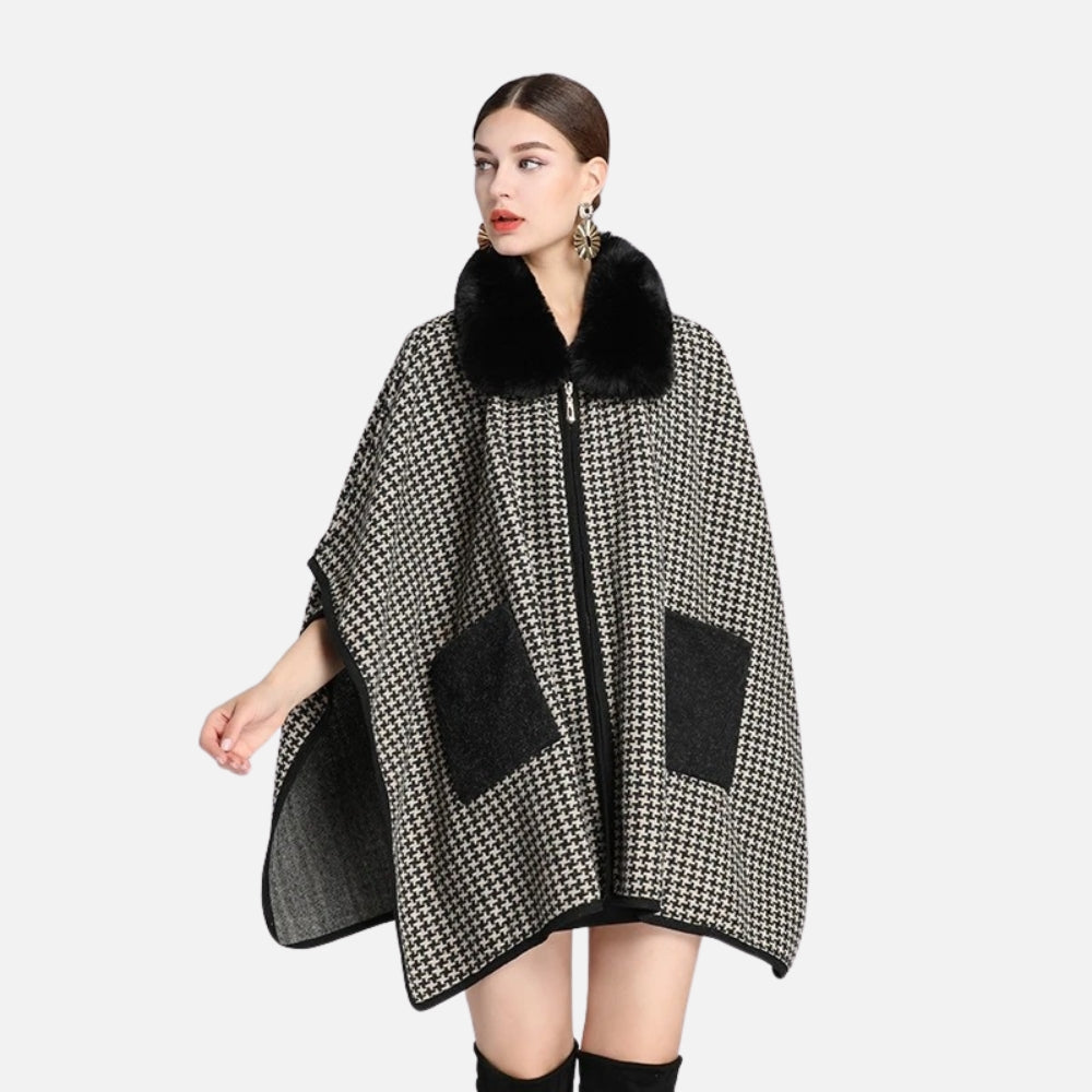 Poncho Zip Col Fourrure - dos