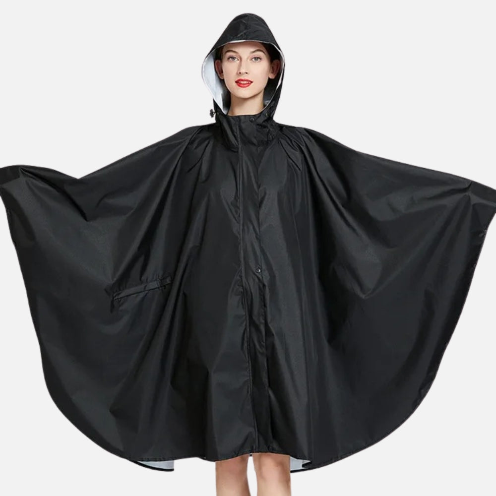 Poncho De Pluie Femme Noir - détail