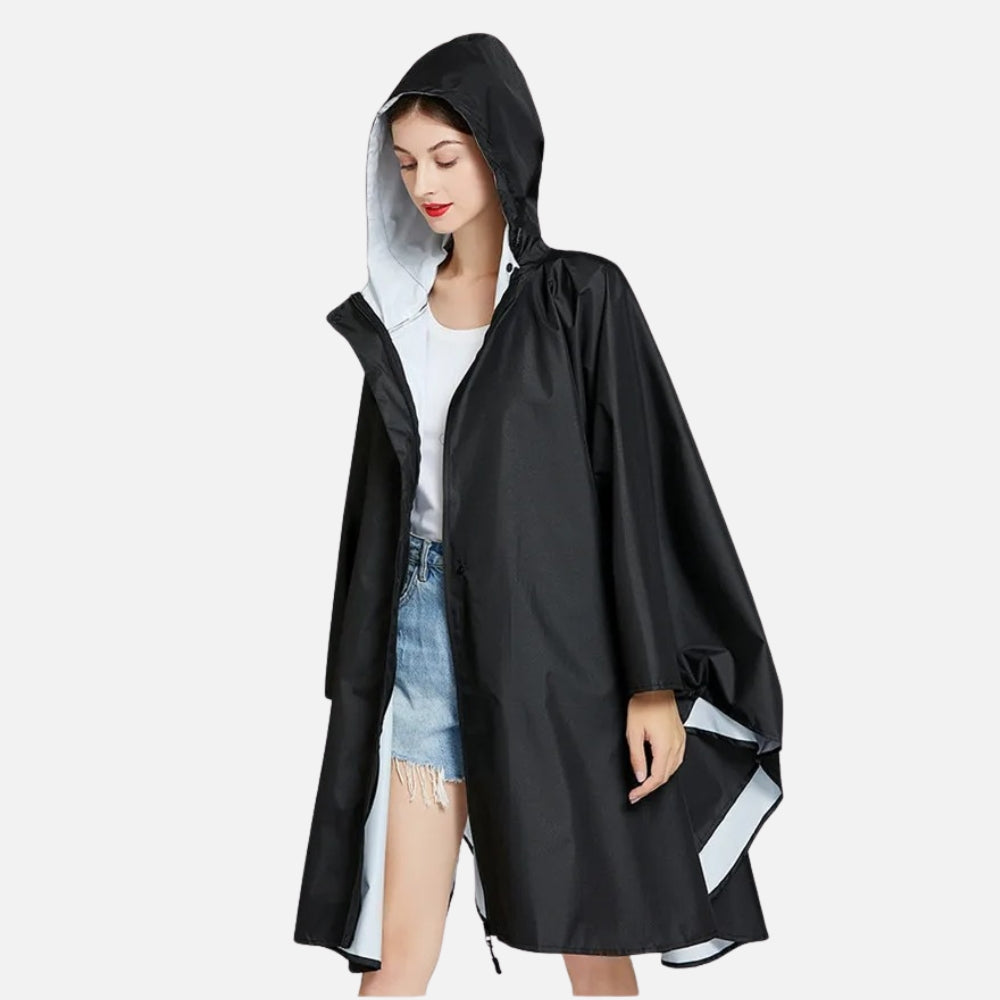 Poncho De Pluie Femme Noir - dos