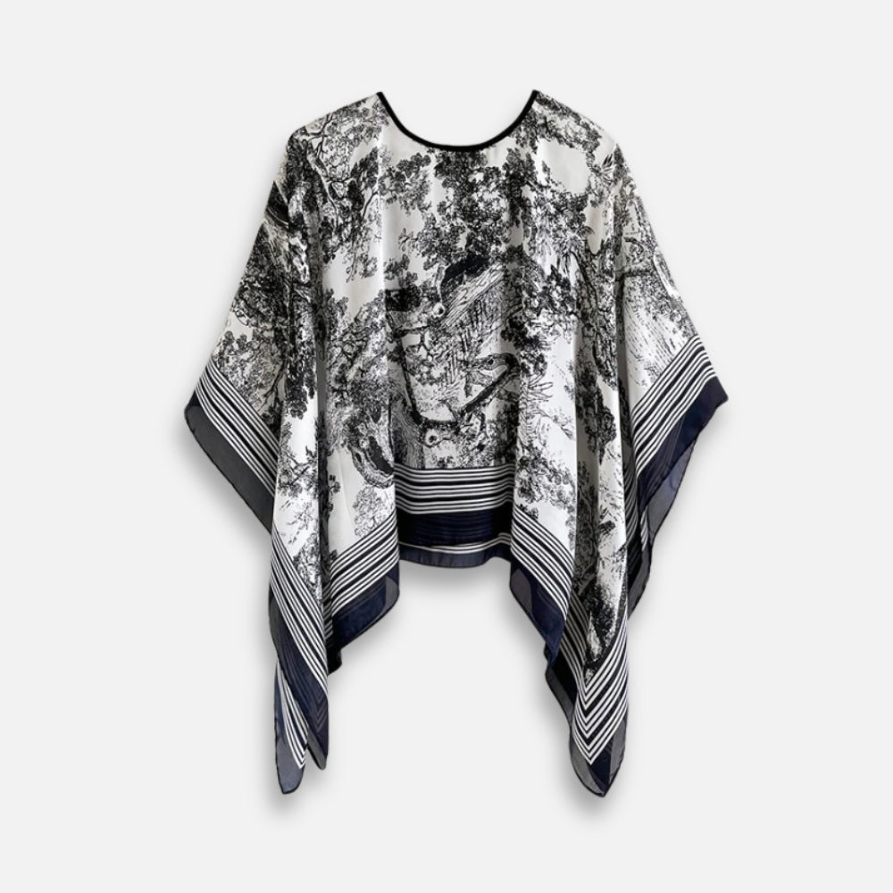 Poncho Léger Femme Zen Noir et Blanc